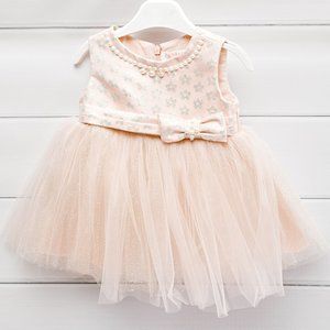 Peach Flowers Girls' Dress